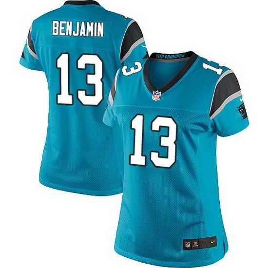 Nike Panthers #13 Kelvin Benjamin Blue Team Color Women Stitched NFL Jersey